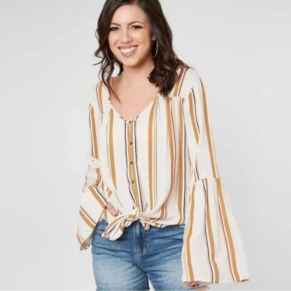 Billabong Dream Striped Bell-Sleeve Top